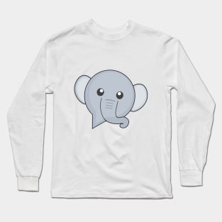 Cute Baby Elephant Cartoon Character in Speech Bubble Long Sleeve T-Shirt